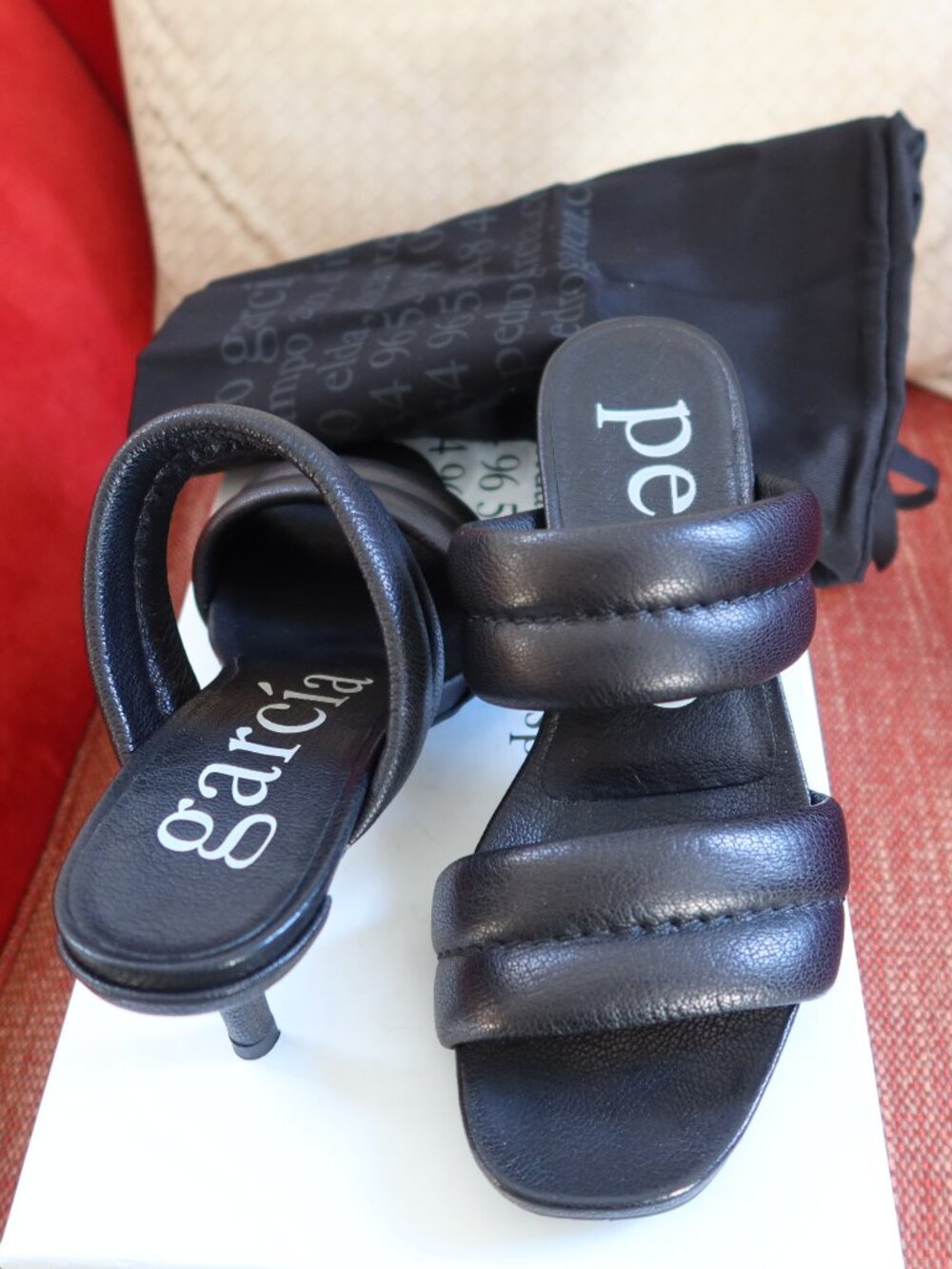 NEW with box! $495 Pedro Garcia Clea sandals black leather kitten heel sz 36